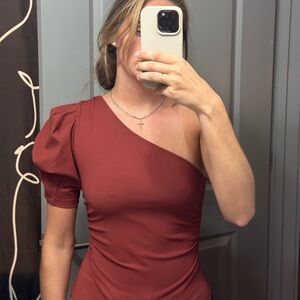 We The Free One-Shoulder Bodysuit in Rust